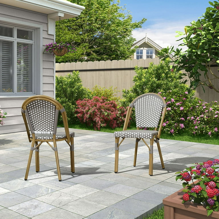 PURPLE LEAF Dining Chair Set of 2 Outdoor Dining Chairs French Hand-Woven Wicker Bamboo Print Fin... | Walmart (US)