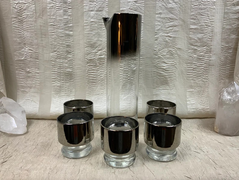 Vintage Silver Fade Martini Pitcher and Tumblers, Dorothy Thorpe Style, Silver Ombre | Etsy (US)