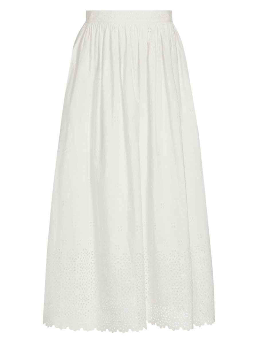 Shop Ulla Johnson Marisol Eyelet A-Line Midi-Skirt | Saks Fifth Avenue | Saks Fifth Avenue