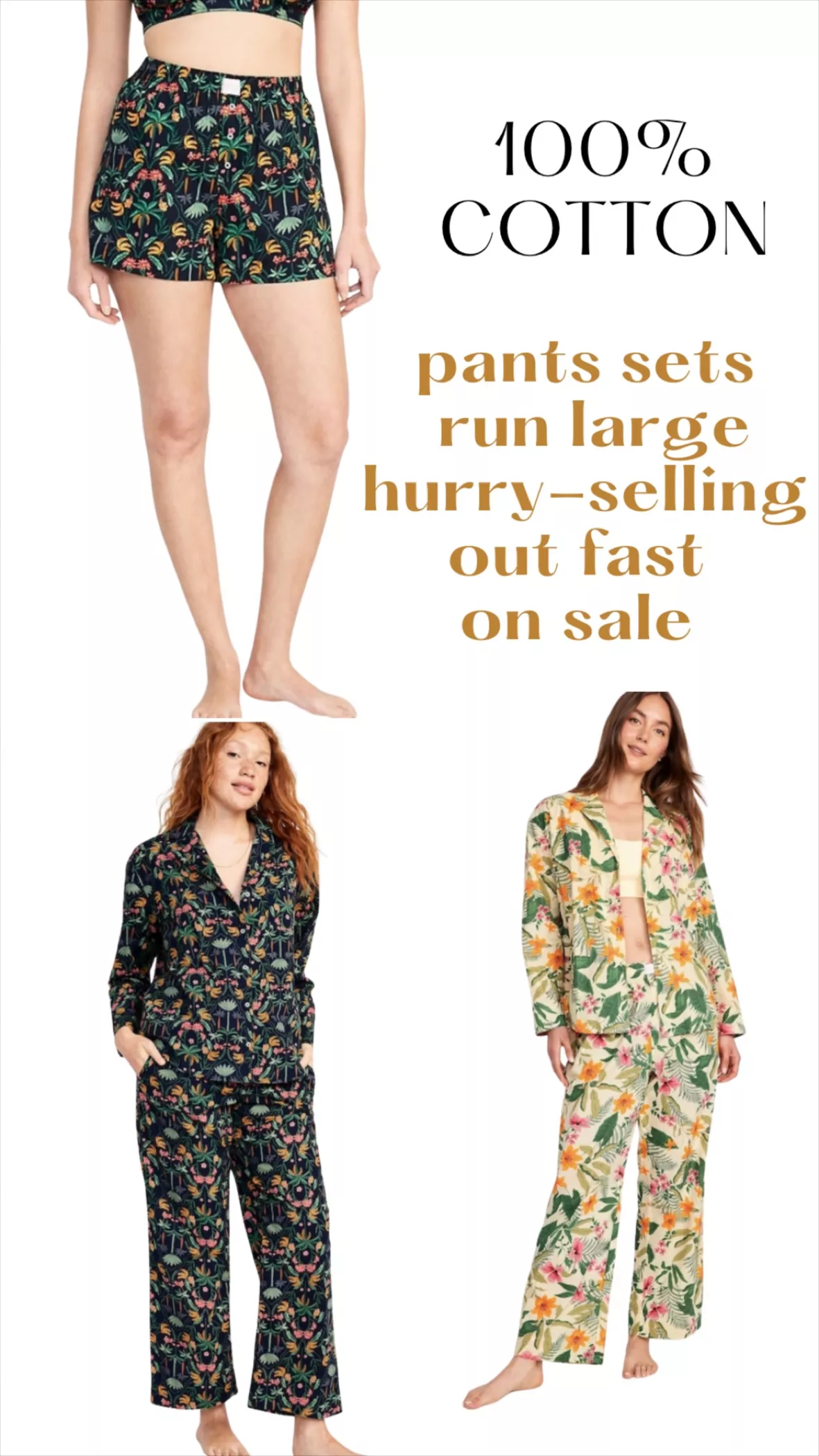 Oversized Printed Poplin Pajama Set for Women, Old Navy