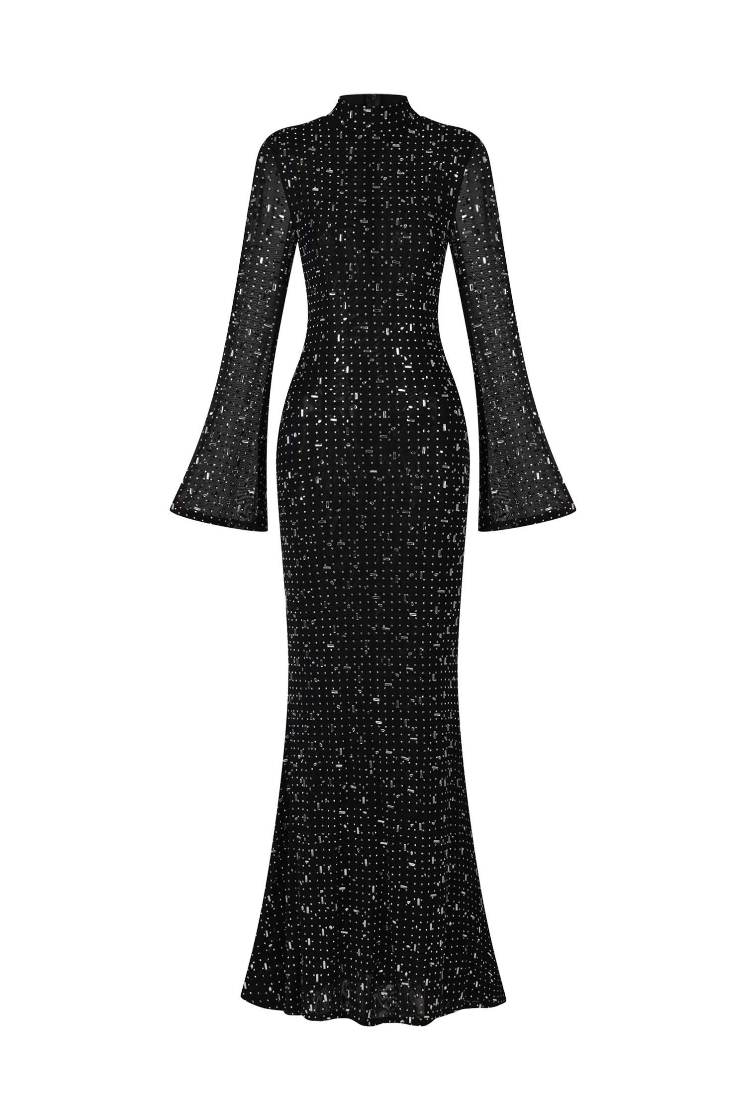 Eurien Choker Long Sleeve Diamond Maxi Dress | Bellabarnett Affiliate Marketing