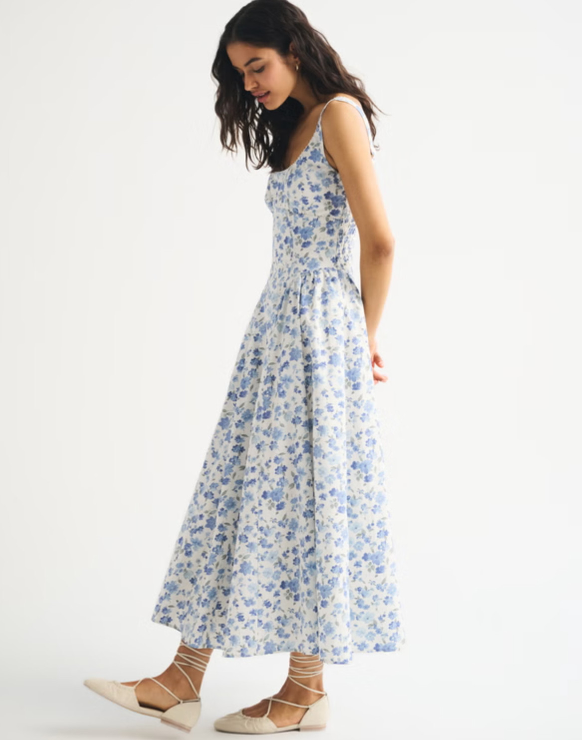 An easy, throw-on-and-go favorite 🤍 The Abercrombie A&F Bra-Free Dylan Midi Dress is part of their bra-free collection with built-in support (removable pads!) so you can skip the bra. I love the scoop neckline with delicate picot trim, adjustable straps, and back smocking for the perfect fit. The dipped waist and flowy skirt make it so flattering and effortless for everyday wear ✨ 

 #LTKdayinmylife #LTKgrwm #LTKootd