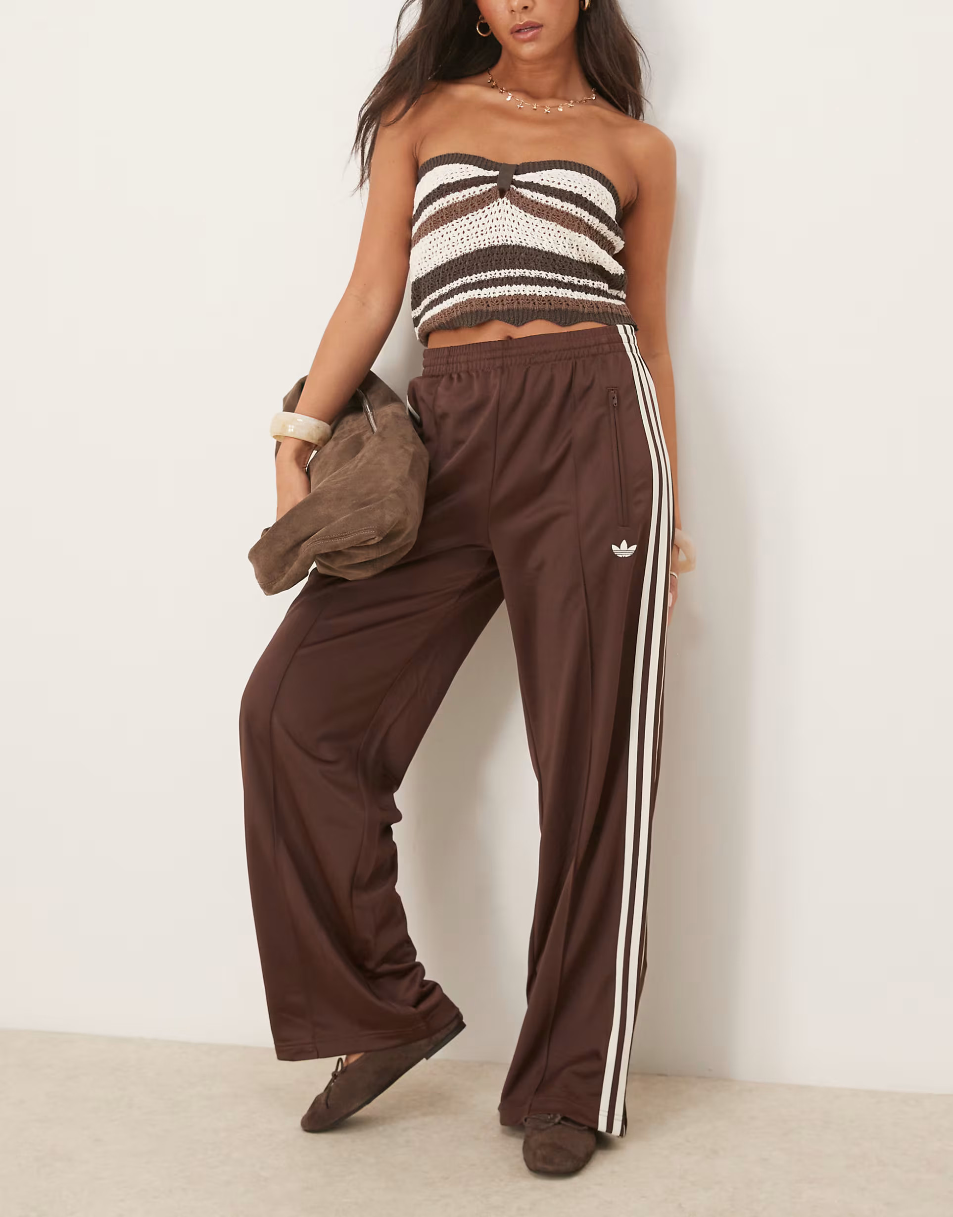 adidas Originals Firebird Loose track pants in brown | ASOS (Global)