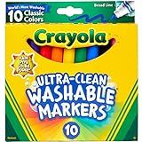 Crayola Ultra Clean Washable Markers, Broad Line, Classic Colors, 10 Count | Amazon (US)