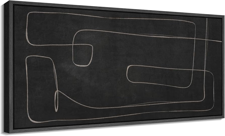 SIGNFORD Extra Large Framed Canvas Modern Black Abstract Line Minimalist Geometric Neutral Illust... | Amazon (US)