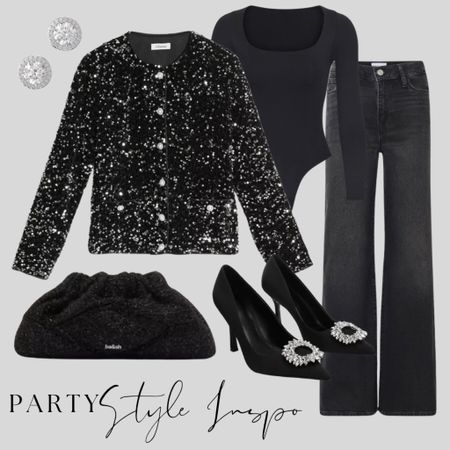 Sequins & denim … perfect for midweek festive cocktails after work 

Sequin jacket. Black body suit skims black wide leg straight jeans 

#LTKparties #LTKover40 #LTKstyletip