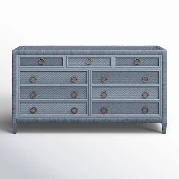 Warwick 9 Drawer 64" W Rattan Double Dresser | Birch Lane