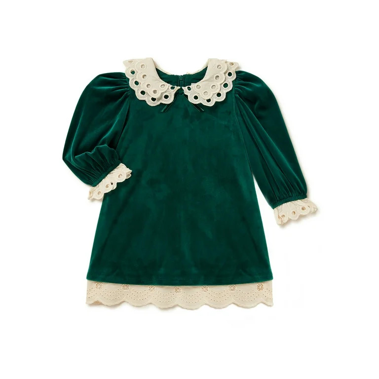Wonder Nation Toddler Girls Holiday Velour Dress, Sizes 18M-2T - Walmart.com | Walmart (US)