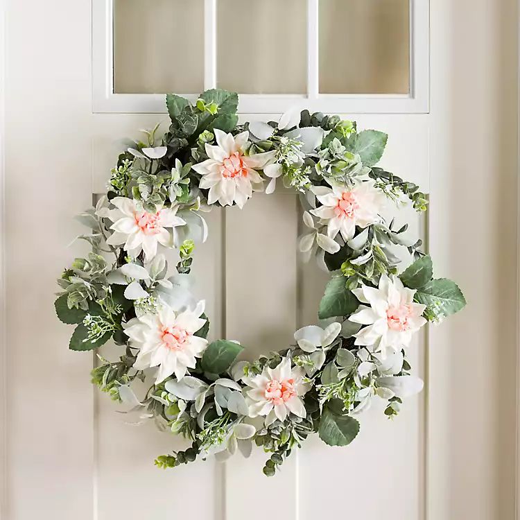 Snow Lotus and Greenery Wreath | Kirkland's Home
