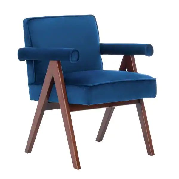 SAFAVIEH Suri Mid-Century Walnut Wood Arm Chair - 23.2" Wx 24" L x 29.9" H - Bone/White Washed | Bed Bath & Beyond