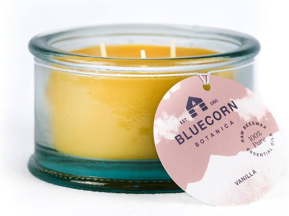 Bluecorn Botanica Beeswax Candle - 3-Wick Scented Candle Made with Pure Beeswax & Vanilla | Amazon (US)