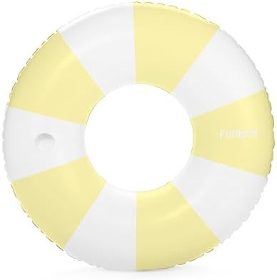 FUNBOY Giant Vintage Yellow Stripe Inflatable Tube Pool Float with Cup Holder 48" | Large Pool Fl... | Amazon (US)