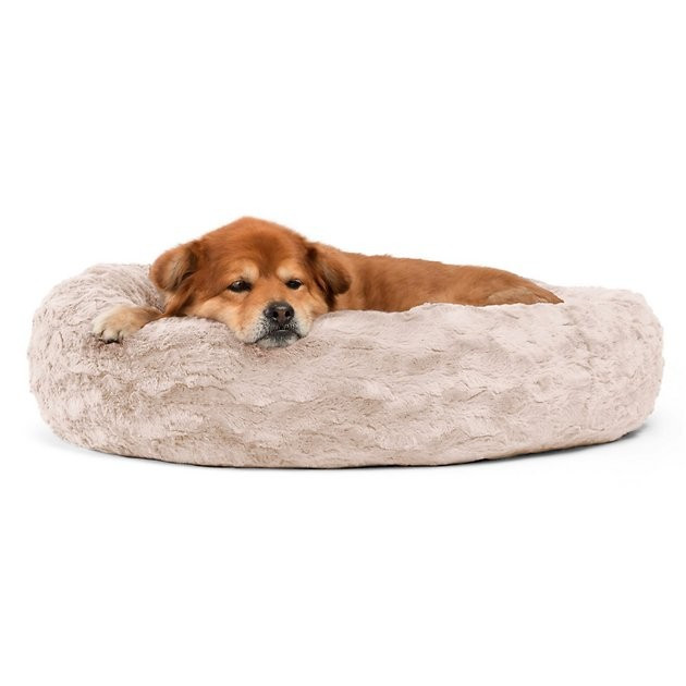 BEST FRIENDS BY SHERI Calming Lux Fur Donut Cuddler Bolster Cat & Dog Bed, Oyster, Medium - Chewy... | Chewy.com