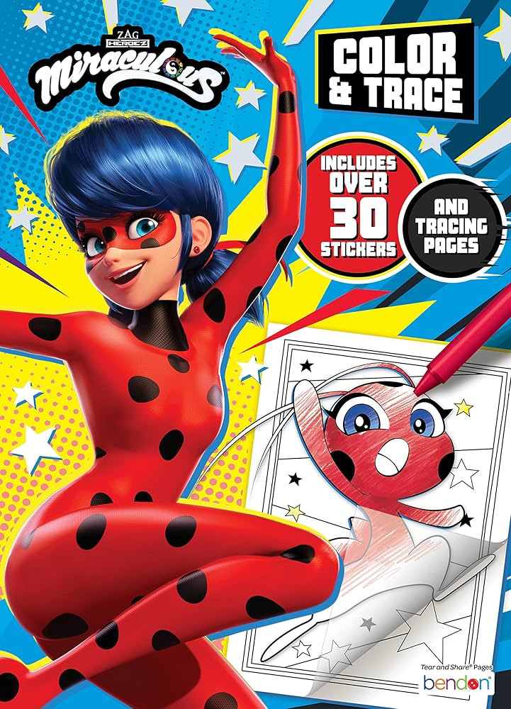 Bendon Miraculous: Tales of Ladybug and Cat Noir 48 Page Color & Trace Coloring Book 52562 | Amazon (US)