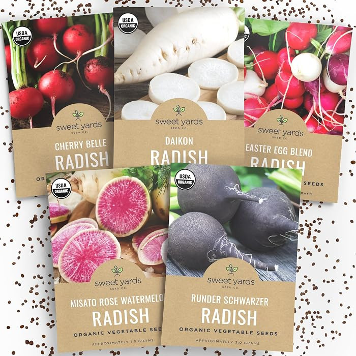 Organic Radish Seeds Variety Pack - 5 Individual Packs - 2025 Season - Cherry Belle, Easter Egg, ... | Amazon (US)