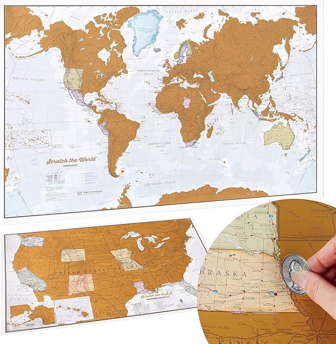 Scratch Off Map of The World Poster - Travel Gift + BONUS USA Scratch Map - Maps International - ... | Amazon (US)