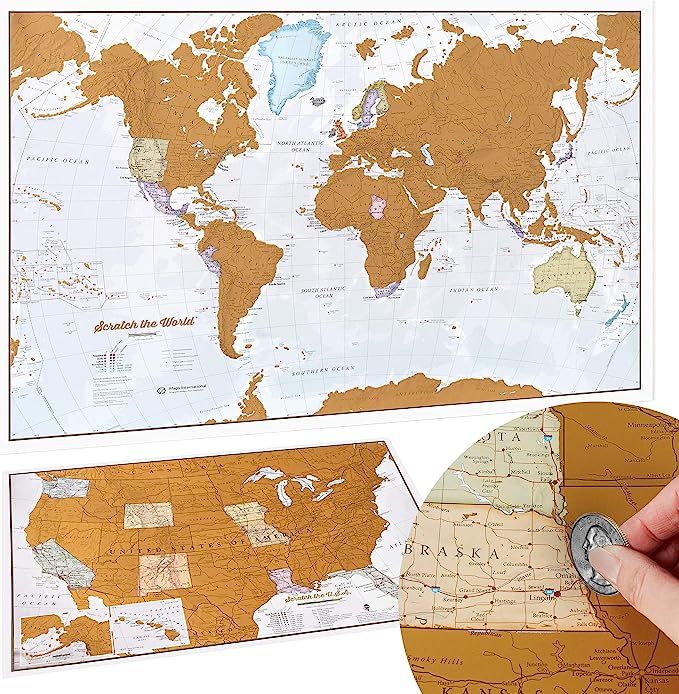 Scratch Off Map of The World Poster - Travel Gift + BONUS USA Scratch Map - Maps International - ... | Amazon (US)