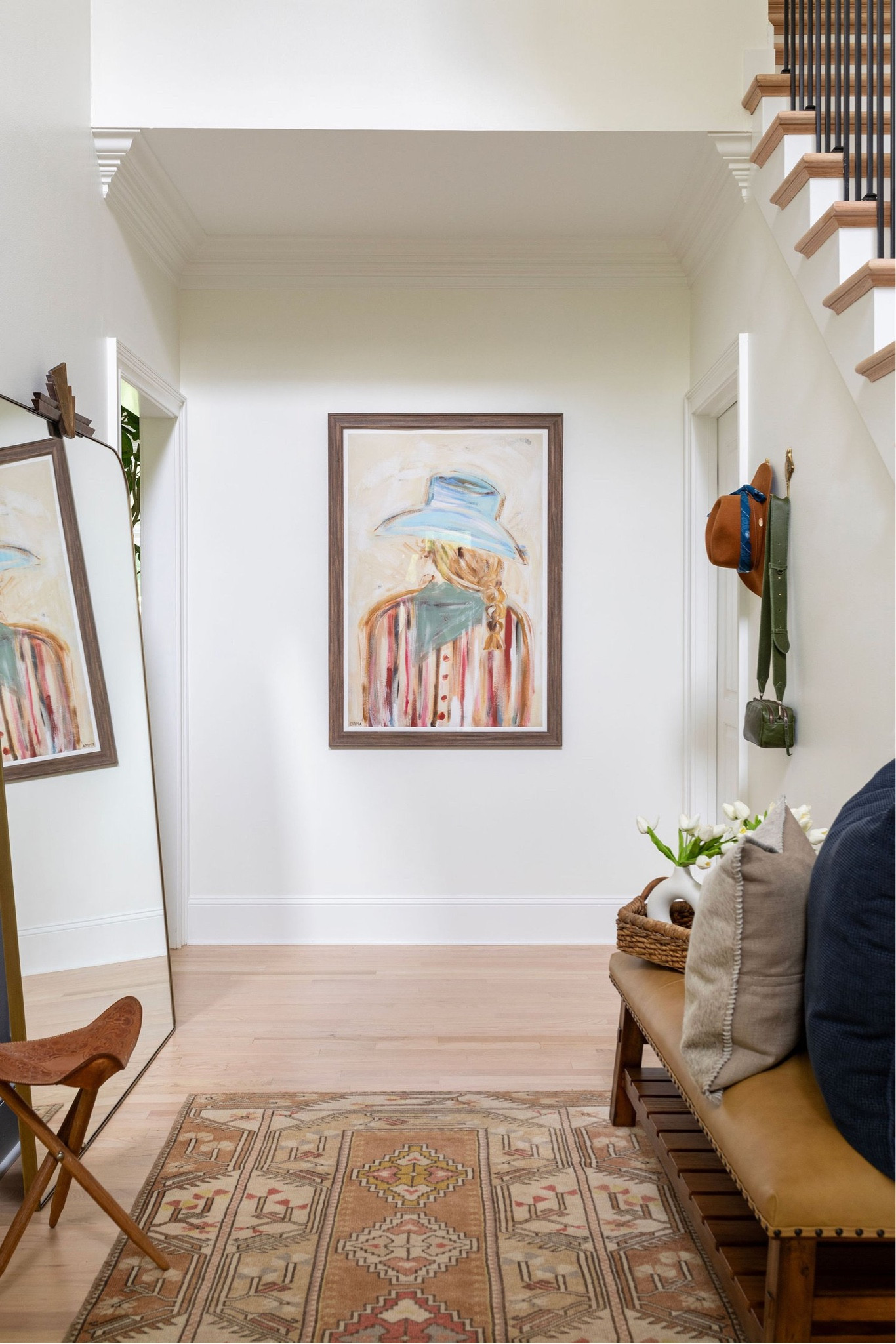 Foyer designed by @thelistandfound - everything with an available source is linked. 

*Turkish runner is a one of a kind vintage piece. 

*Painting is from @emma_katheriine

*Stool is custom.

*Green bag is from @nenaandco

#LTKSale #LTKstyletip #LTKhome