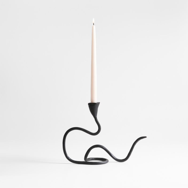 Sacré Small Black Metal Taper Candle Holder by Athena Calderone + Reviews | Crate & Barrel | Crate & Barrel
