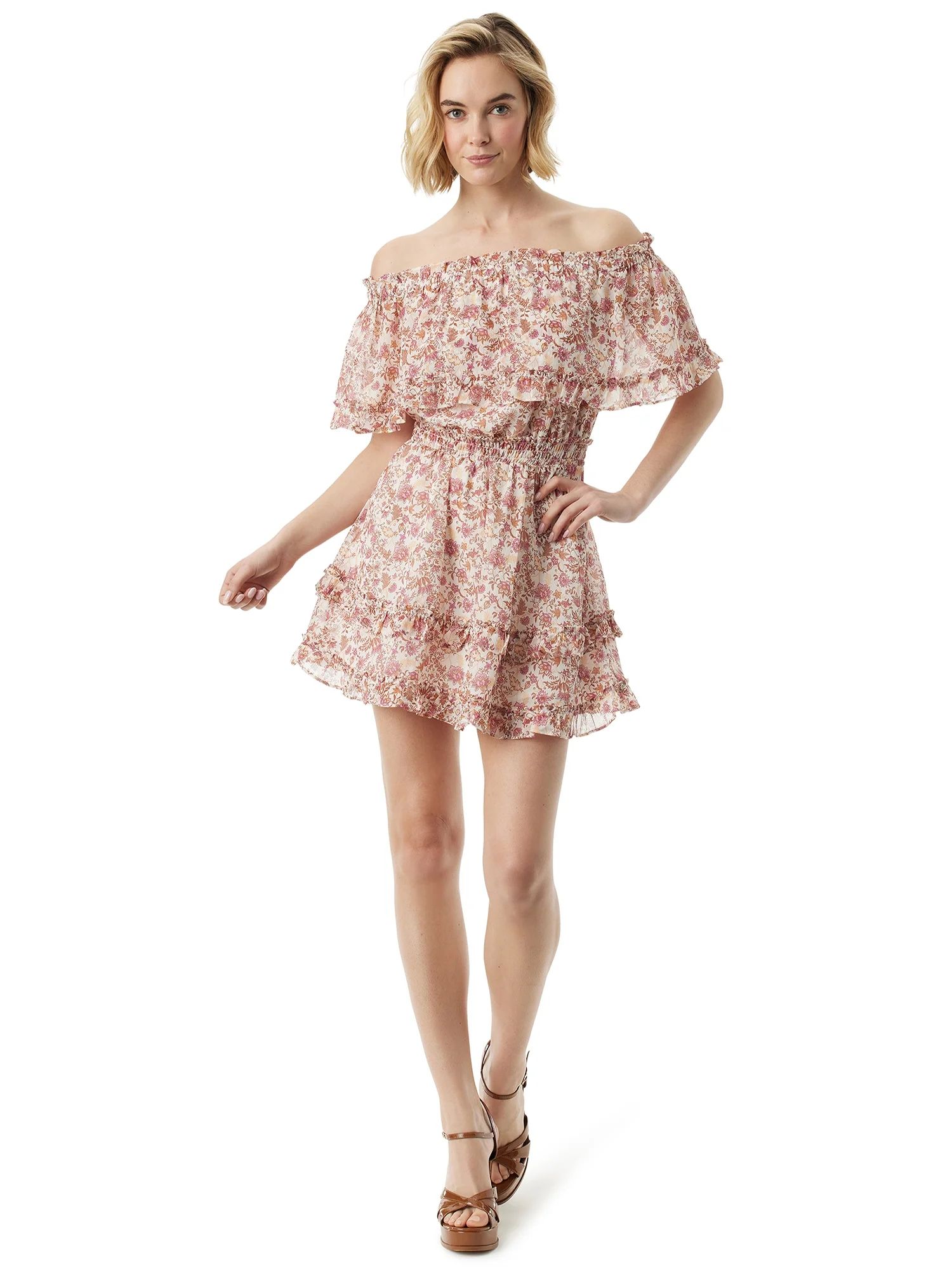 Jessica Simpson Women's and Women's Plus Amelia Ruffle Short Dress | Walmart (US)