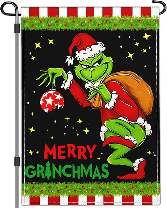 Merry Grinchmas Garden Flag Christmas Garden Flags for Outside 12x18 Double Sided Christmas Vacat... | Amazon (US)