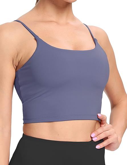 HHUQ Women’s Longline Sports Bra Wirefree Padded Medium Support Yoga Bras for Running Workout Tank T | Amazon (US)