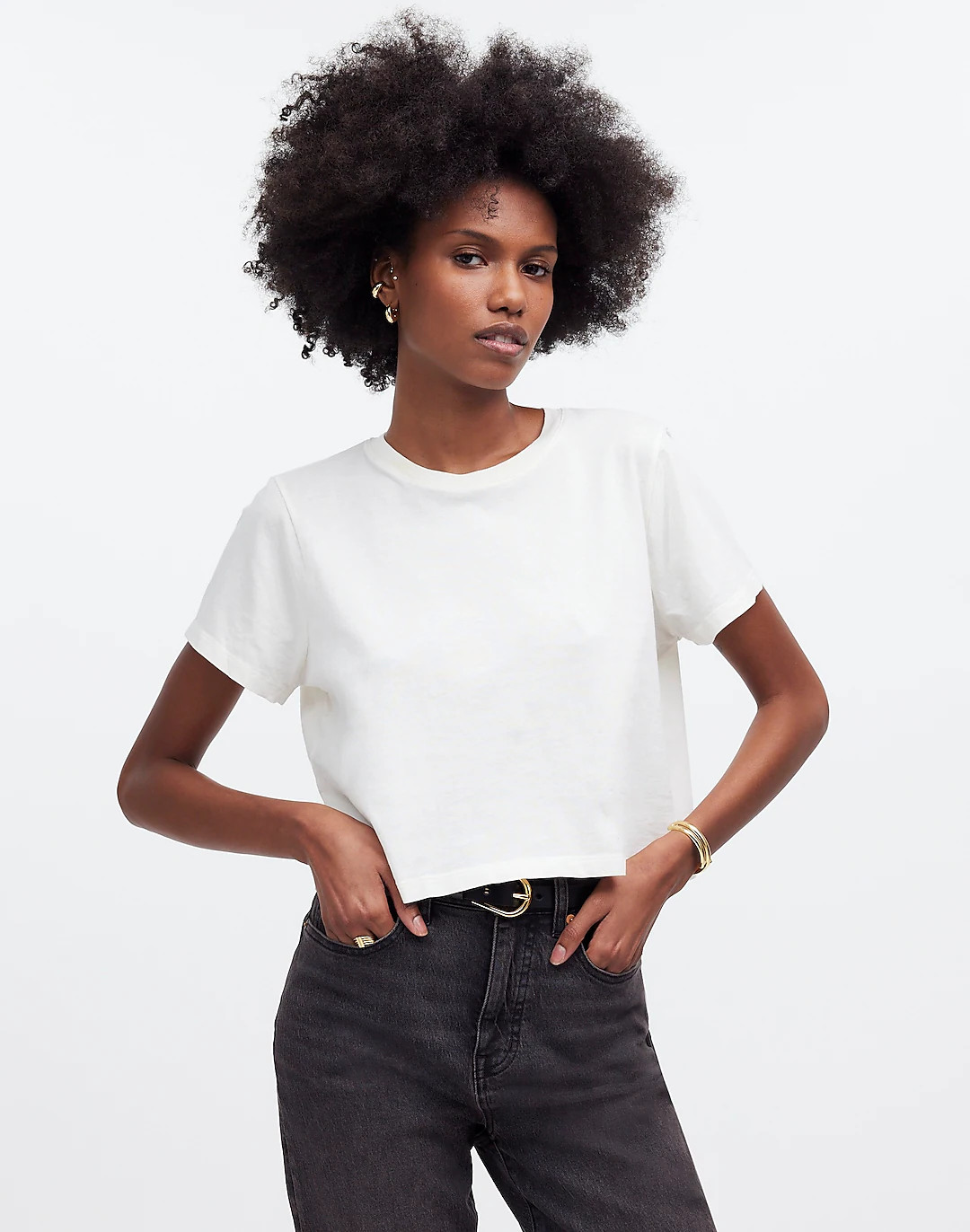 Softfade Cotton Boxy-Crop Tee | Madewell