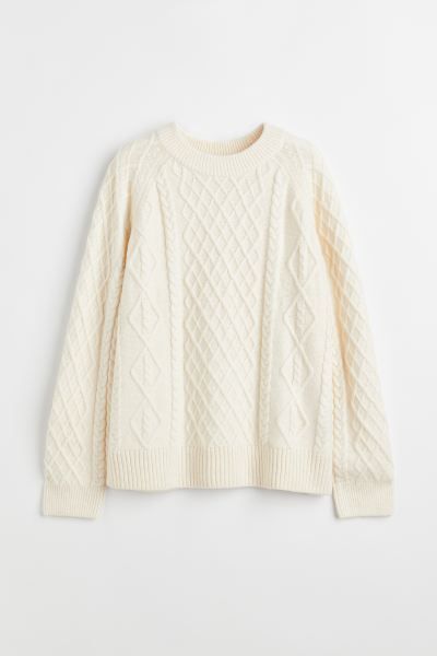 Cable-knit jumper - Cream - Ladies | H&M GB | H&M (UK, MY, IN, SG, PH, TW, HK)