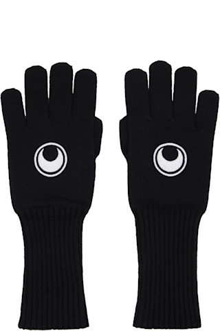 Black Moon Logo Knit Long Gloves | SSENSE