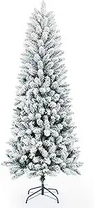 Artificial Christmas Trees,Classic Pencil Tree with White Snow Flocked,Unlit 5/6/7FT | Amazon (US)