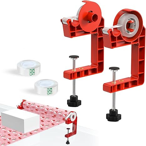 Tabletop Gift Wrapping Tool with Tape Dispenser–2 Pack Adjustable Wrapping Paper Table Clamps w... | Amazon (US)