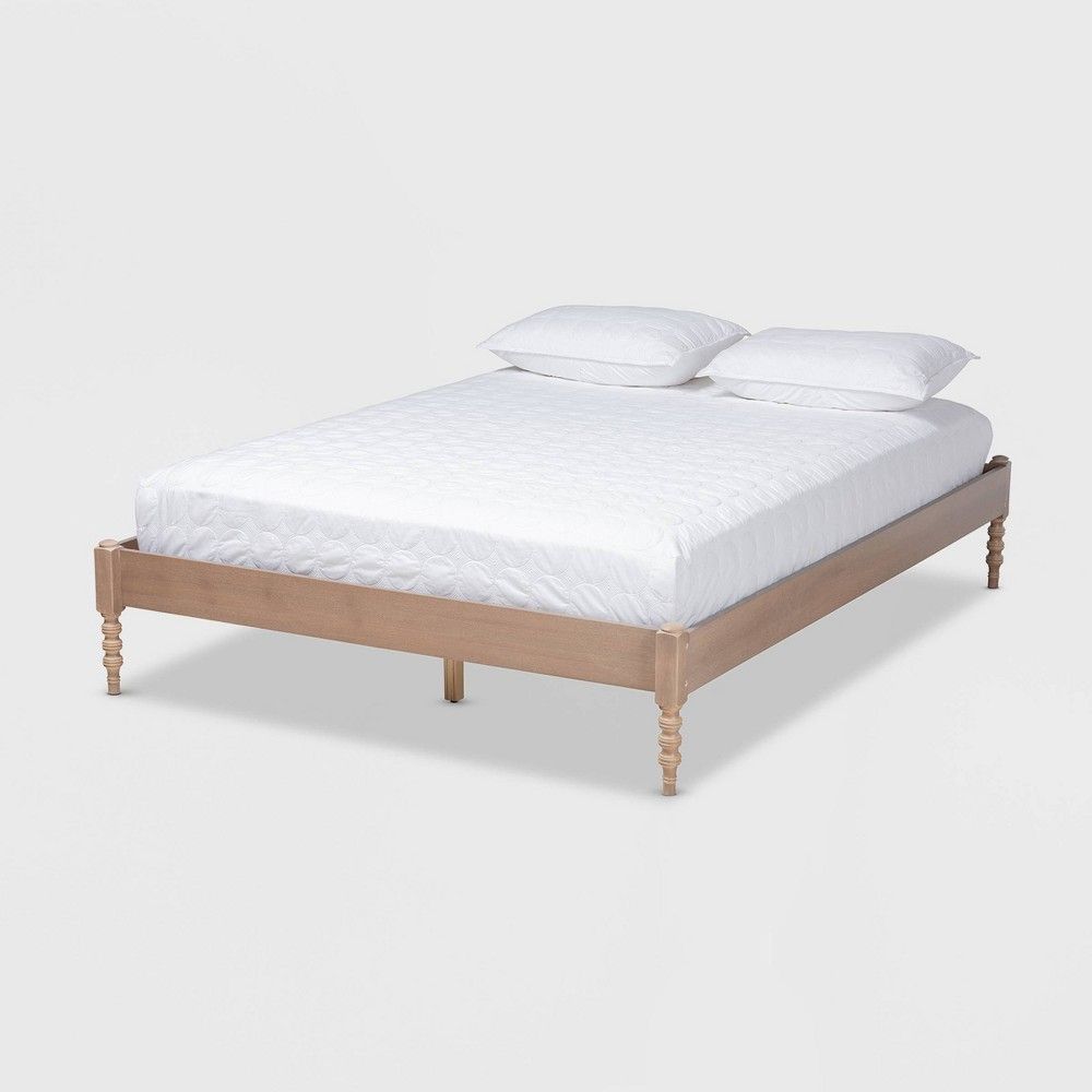King Cielle French Bohemian Wood Platform Bed Frame Oak - Baxton Studio | Target