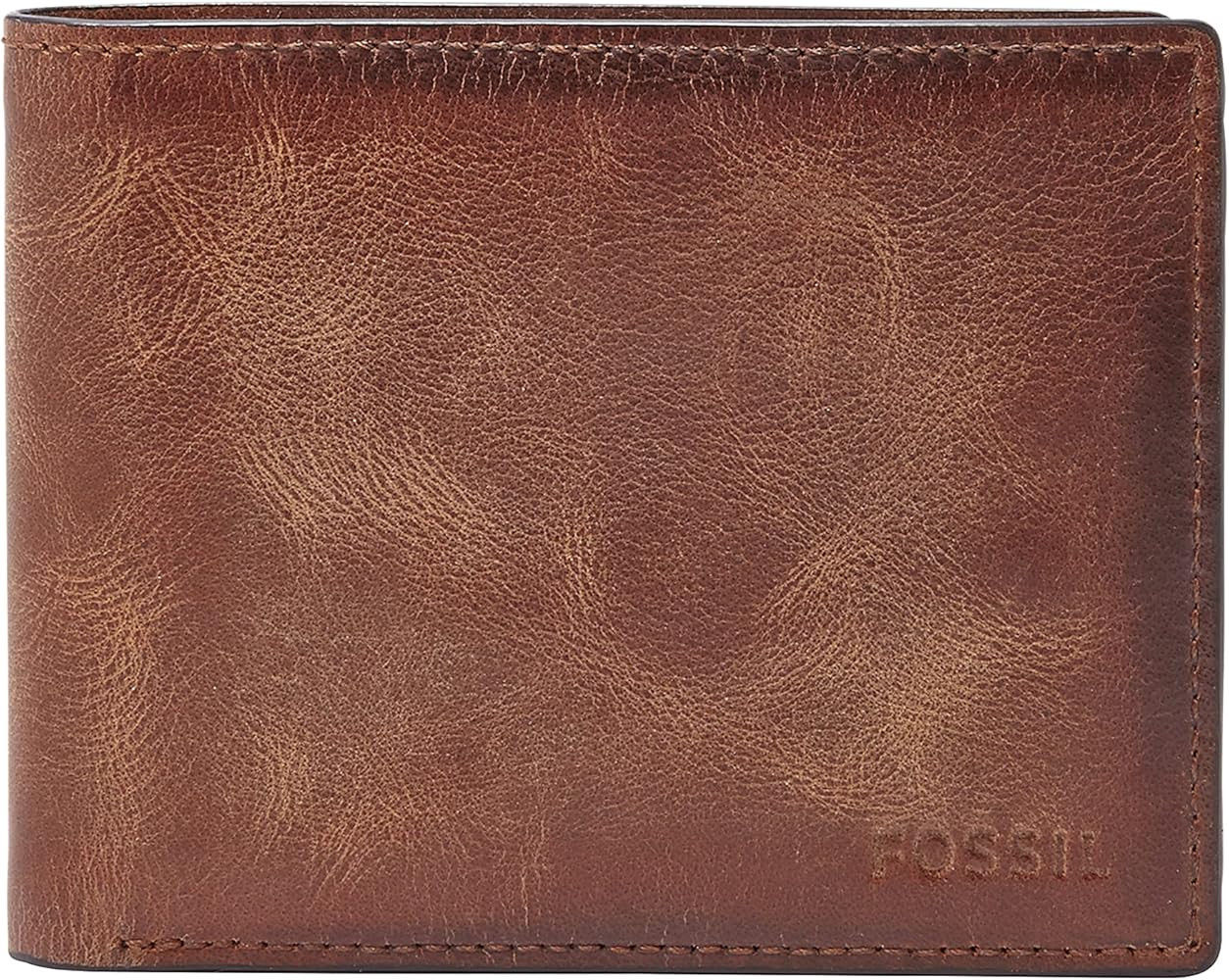 Fossil Men's Derrick RFID-Blocking Leather Bifold Wallet with Flip ID Window for Men | Amazon (US)