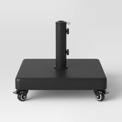 55lbs Polycrete Square Outdoor Patio Market Umbrella Bases with Wheels Black - Threshold™ | Target