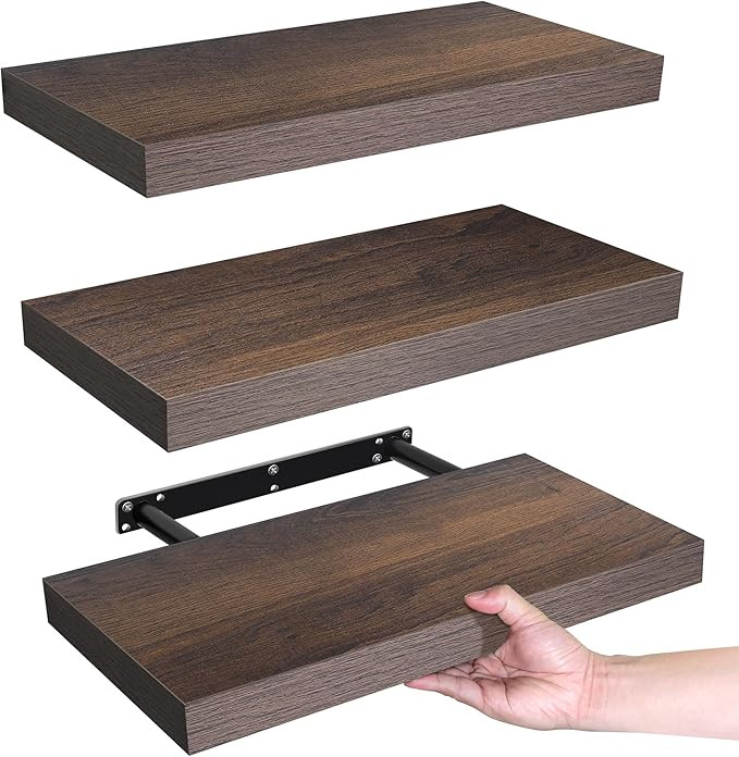 LaVie Home Floating Shelves, 15.6 Inch Wall Shelf Set of 3, Hanging Shelf with Invisible Brackets... | Amazon (US)