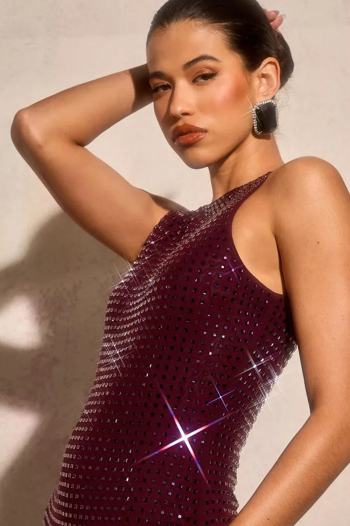 Premium Hot Fix Racer Neck Maxi Dress | Boohoo.com (UK & IE)