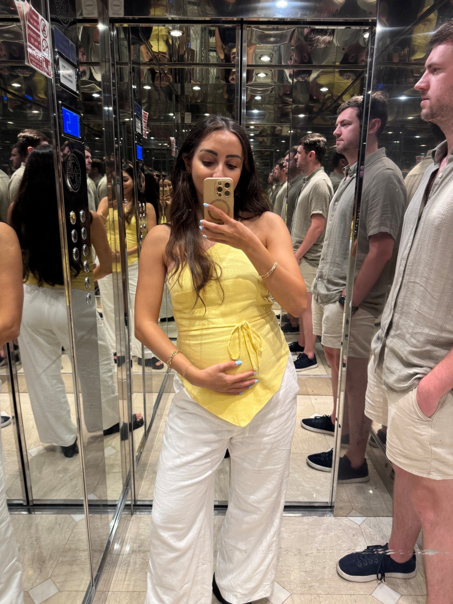 yellow abercrombie one-shoulder linen top // white hollister linen pants // bump-friendly maternity babymoon outfits

wearing size XS top // S short pants

#LTKBump #LTKPetite #LTKStyleTip