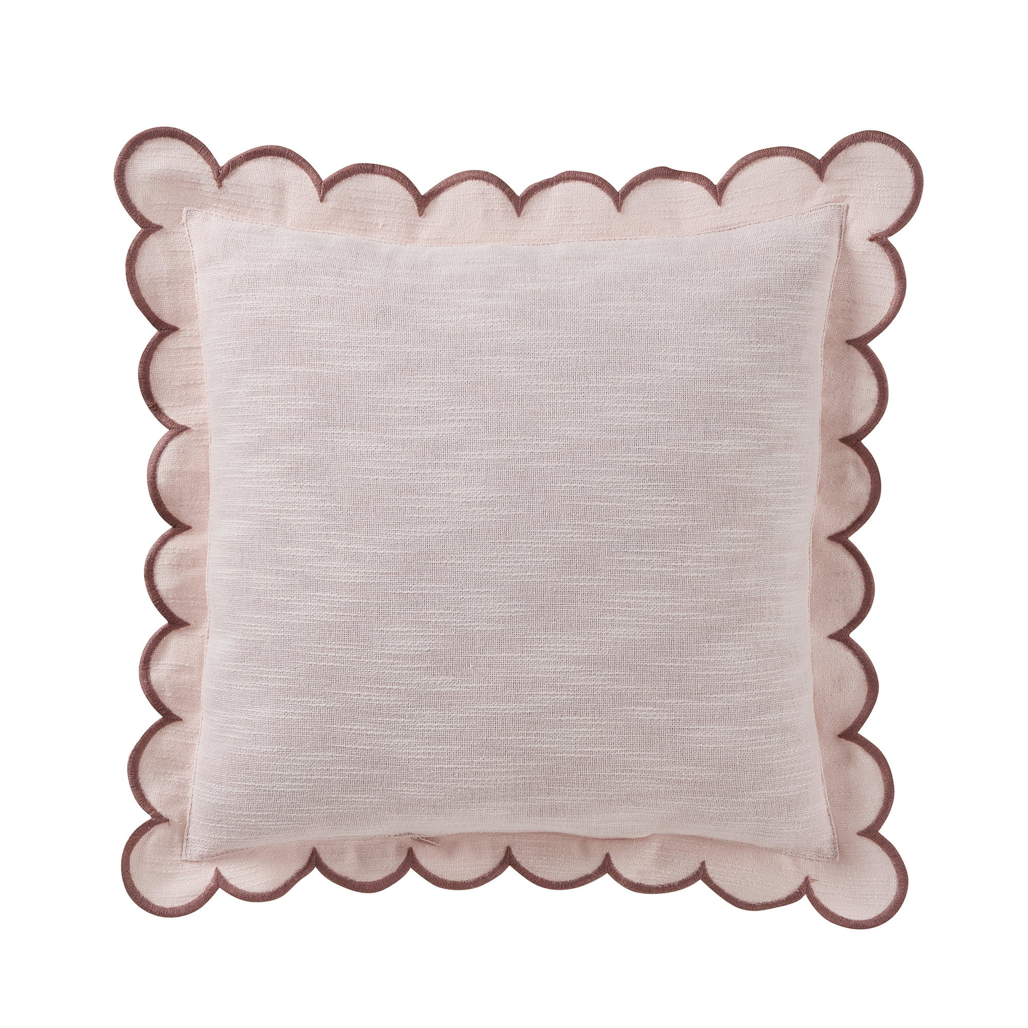 Home Decor Collection 19" x 19" Blush Pink Scallop Flange Cotton-Rich Decorate Pillow - Walmart.c... | Walmart (US)