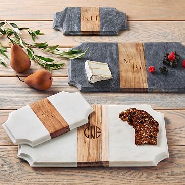 Wood and Marble Beveled Cheese Board | Mark and Graham | Mark and Graham