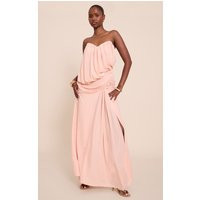 Peach Wired Bandeau Drape Maxi Dress | PrettyLittleThing US