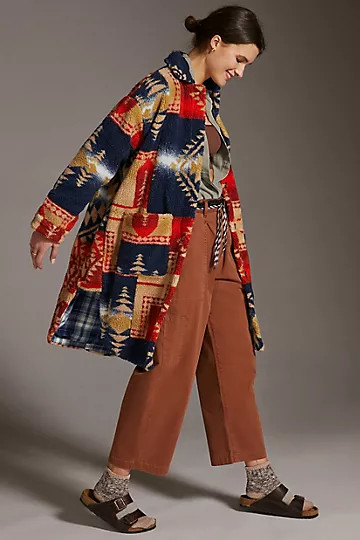 Pilcro Leopard Sherpa Duster Jacket | Anthropologie (US)