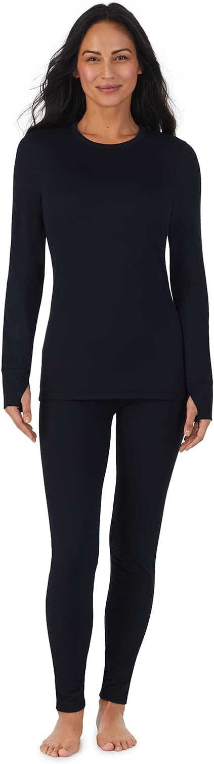 Cuddl Duds Womens Fleece Lined Thermal Long Sleeve Shirt and Leggings - Top and Bottom Base Layer... | Amazon (US)