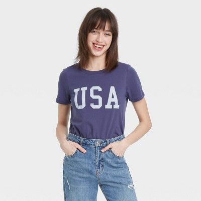 Women's USA Short Sleeve Graphic T-Shirt - Blue | Target