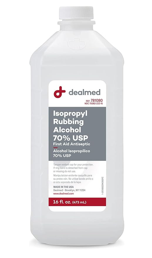 Dealmed Isopropyl Rubbing Alcohol 70% USP, First Aid Antiseptic, 16 fl. oz, (1 Pack) | Amazon (US)