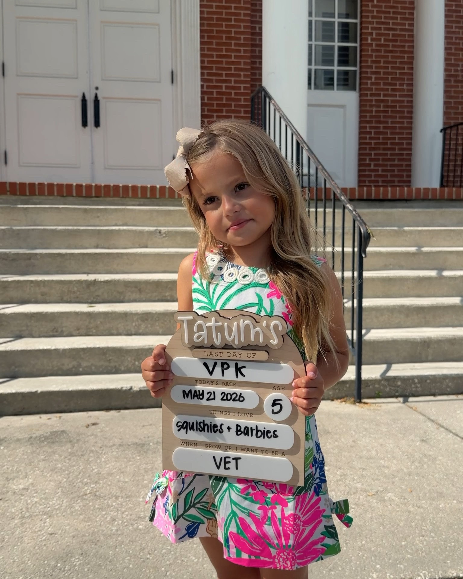 THE most beautiful little girl. My LIL graduate. #VPKGRADUATION . 
Linking the sign used for first and last day of school.

#LTKmomlife #LTKKids