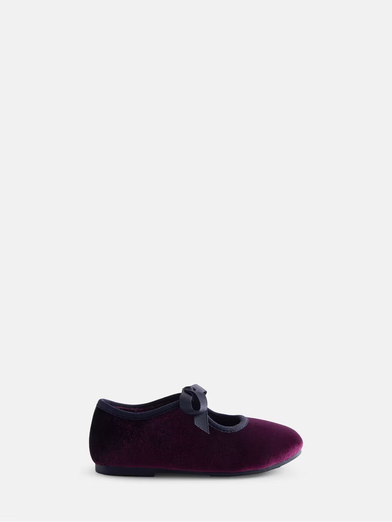 Wonder Nation Toddler Girls Velvet Bow Ballet Flats | Walmart (US)