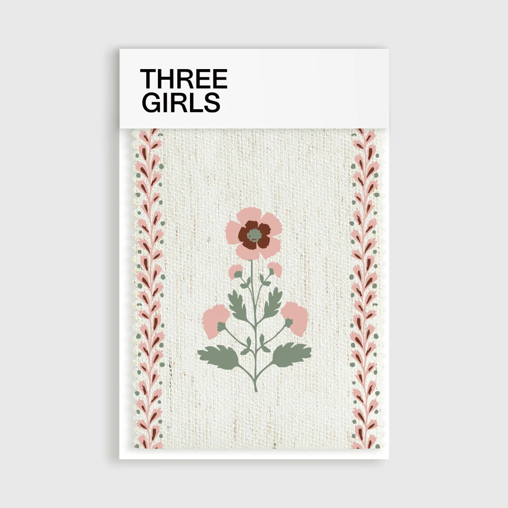 Lily Pattern Linen Pinch Pleated Curtains | THREE GIRLS | Three Girls Curtains