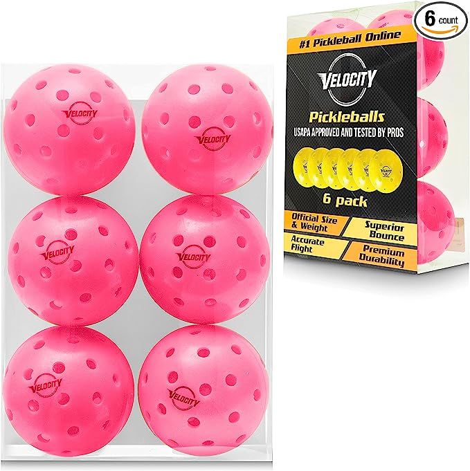 Velocity Outdoor Pickleball Balls in Orange, Green, Yellow, and Pink - USAPA Approved Official Si... | Amazon (US)