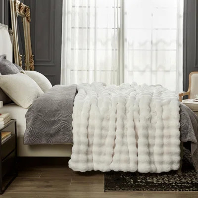 Soft Bubble Faux Fur Throw Blanket Luxury Plush Bedding Blankets for Couch, Bed, Gift | Wayfair North America
