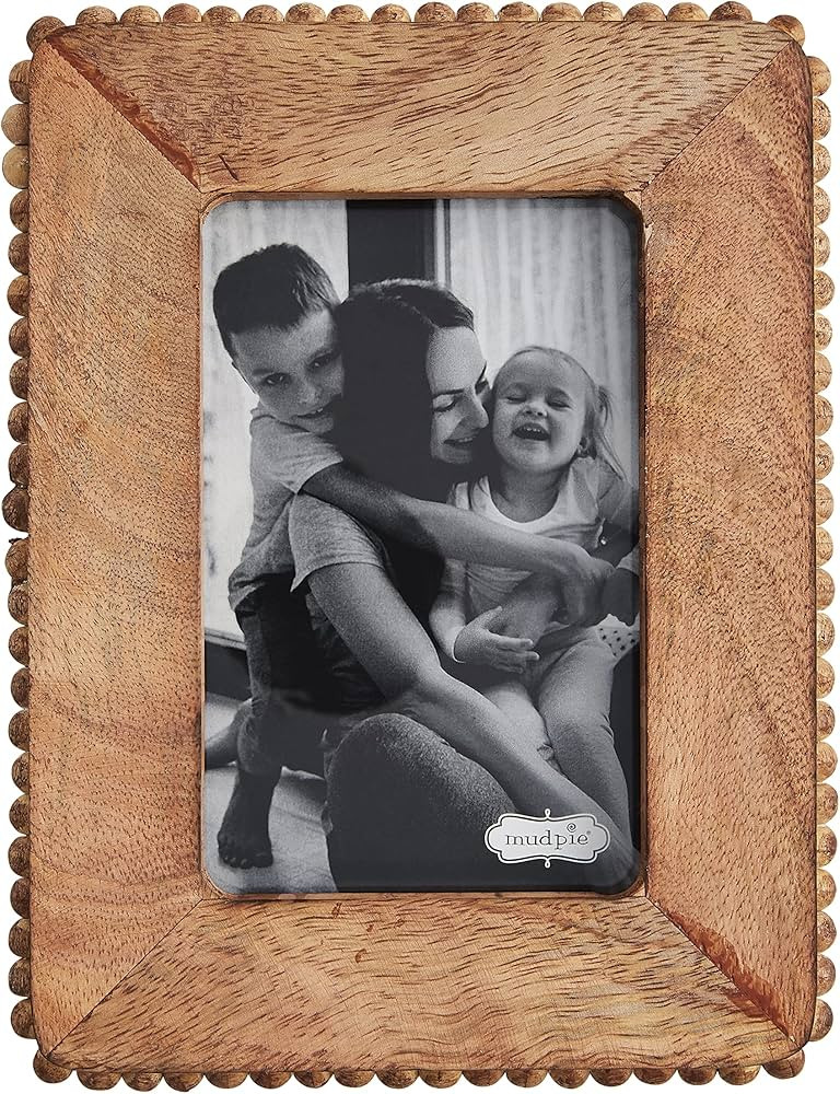 Mud Pie Wood Beaded Edge Frame, Small, 11" x 9", Holds 5" x 7" Photo,Brown | Amazon (US)